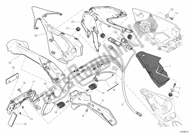 All parts for the Taillight of the Ducati Superbike 1199 Panigale S ABS USA 2012